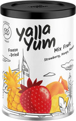 YallaYum Freeze-Dried Mix Fruit, Strawberry-Pineapple-Mango, 30g | 100% Fruit, Non-GMO, No Added Sugar, Gluten-Free,No Additives Added, Vegan, Made From 300g Fresh Fruits | Healthy Snack for On-the-Go