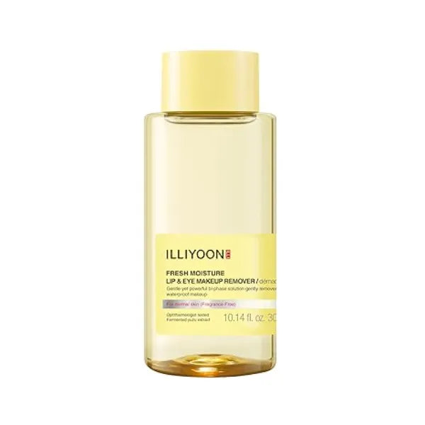 Illiyoon Fresh Moisture Lip and Eye Makeup Remover Instant & Gentle Waterproof Make up Remover, Non Greasy with Naturally Fermented Yuzu Extract, Fragrance and Paraben Free, 0.14 Fl.Oz 300ml
