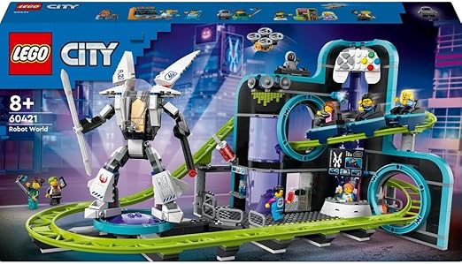 LEGO City Robot World Roller-Coaster Park Set, Creative Building Toy for 8 Plus Year Old Boys & Girls, Fairground Playset with 8 Minifigures, Fun Gift for Kids 60421