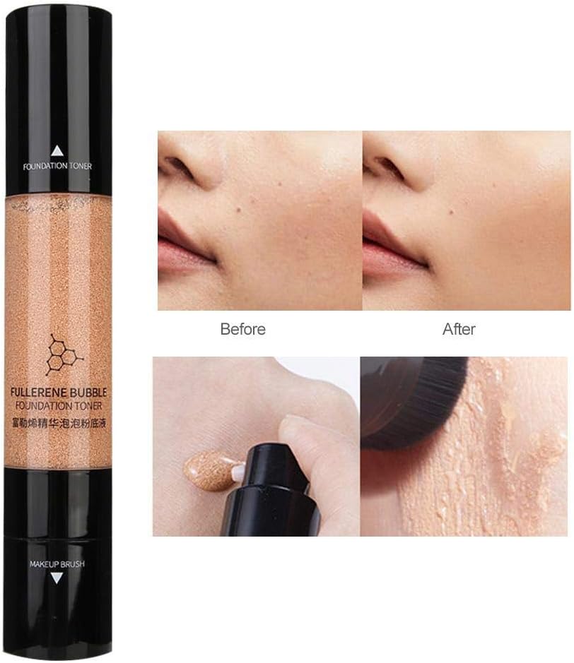 Foundation Makeup, Fullerene Bubble Moisturizing Makeup Primer Skin Brightening Concealer Make-Up Base Cosmetic Tool(Skin Color)