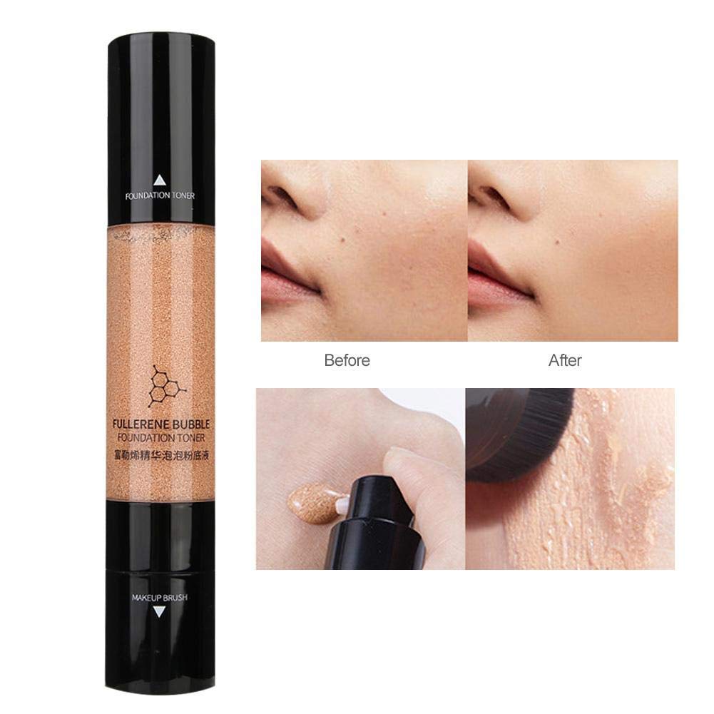 Foundation Makeup, Fullerene Bubble Moisturizing Makeup Primer Skin Brightening Concealer Make-Up Base Cosmetic Tool(Skin Color)