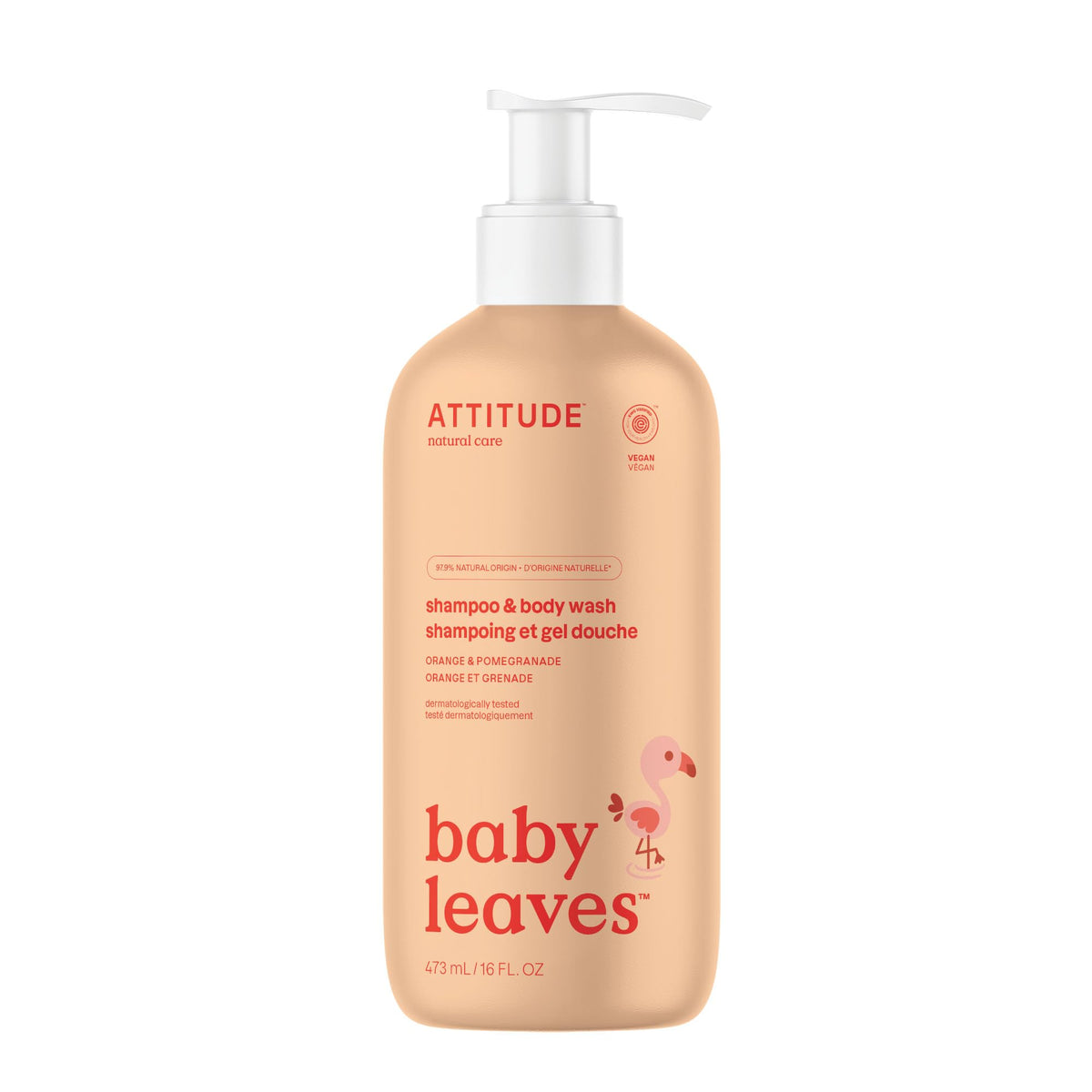 ATTITUDE Baby Leaves 2 In1 Natural Shampoo Orange Pomegranate - 473 ml, 16 Fl Oz