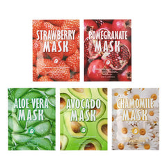 Fowerher Hydrating Face Mask, Watermelon and Hyaluronic Acid, 72-Hour Moisture Boost, 10 Pack