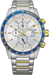 Citizen AN3686-53A Quartz Chronograph Wrist Watch for Men, 44 mm Diameter, Silver