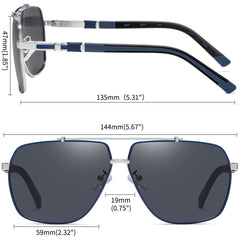 Joopin Classic Rectangle Sunglasses Shades for Men, Metal Sun Glasses Polarized UV Protection
