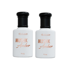 Alcohol Free Attar Roll On - 9.9ml | Exquisite & Long Lasting Fragrance (Pack of 2-9.9ml Each, Mushk Amber)