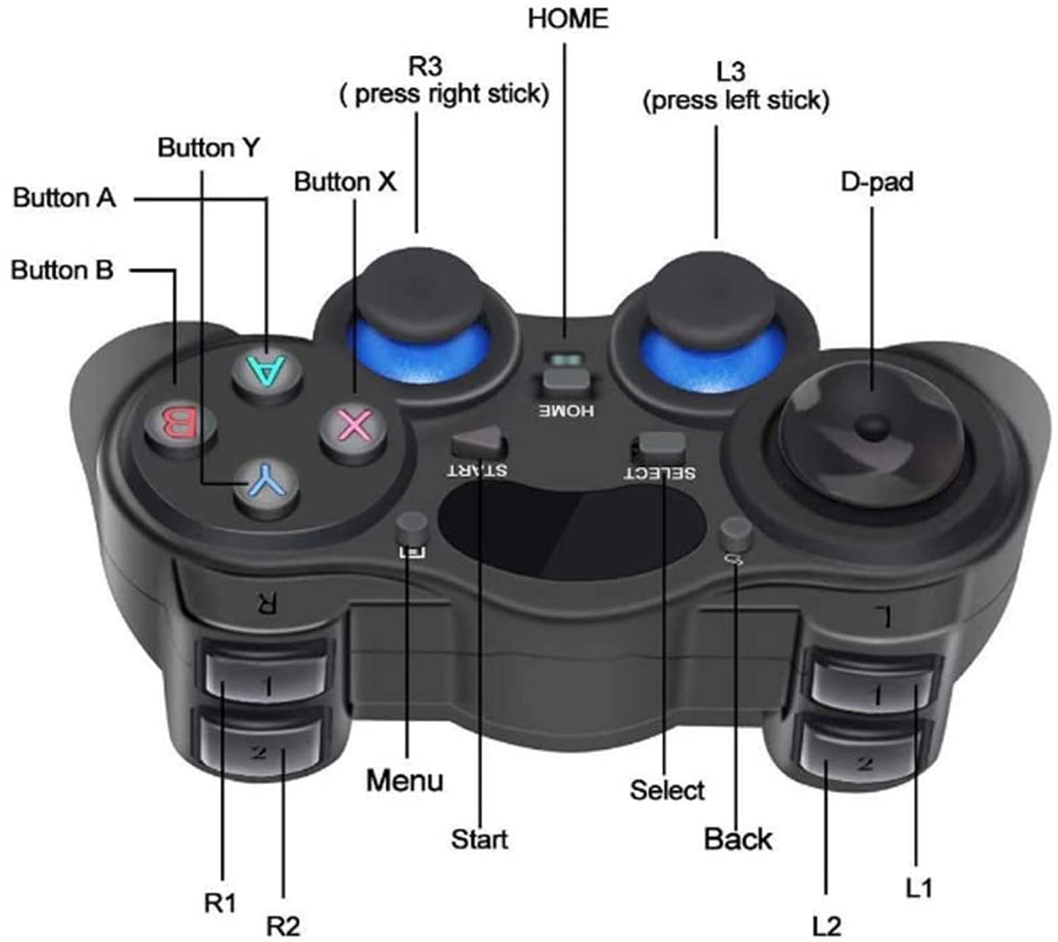 ELECDON USB Wireless Gaming Controller Gamepad, Wireless Controller PC Game Controller for PC,for PC/Laptop Computer(Windows XP/7/8/10) & PS3 & Android & Steam - [Black]