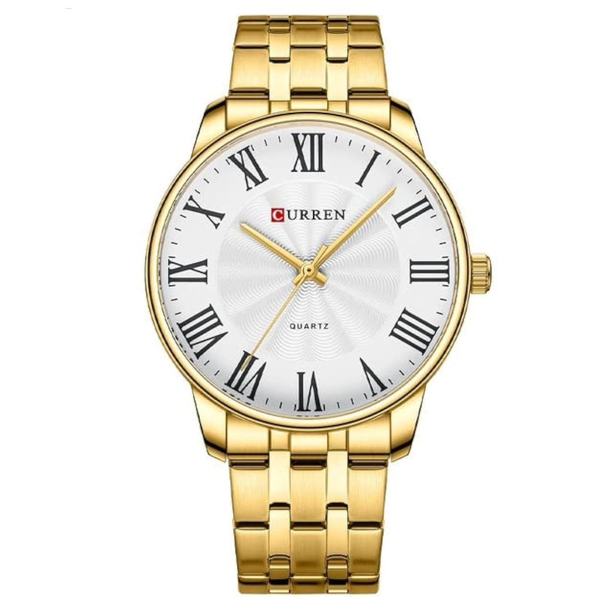 CURREN 8422 Men Quartz Watch Stainless Steel Watche Luxury Business Fashion - GOLD WHITE