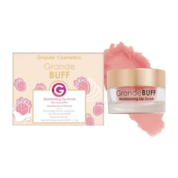 Grande Cosmetics GrandeBUFF Moisturizing Lip Scrub with Mango Butter & Shea Butter for Smoother, Softer Looking Lips 0.53 fl oz