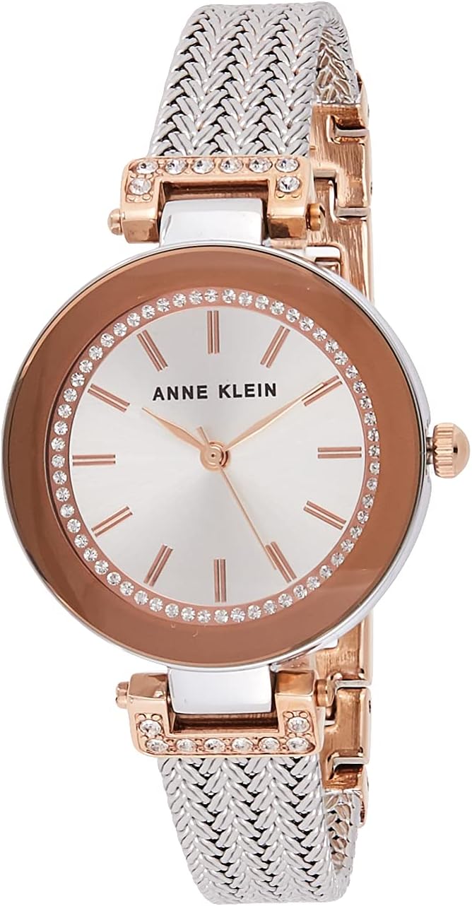 Anne Klein Women's Premium Crystal Accented Mesh Bracelet Watch