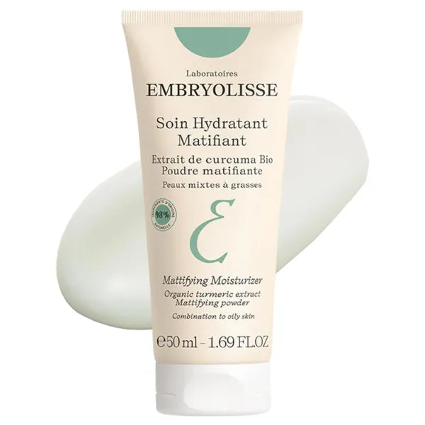 Embryolisse Mattifying Moisturizer, Oil-Control Face Cream with Organic Turmeric Extract. Lightweight Hydration, Non-Comedogenic for Oily & Combination Skin, 1.69 Fl Oz