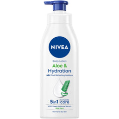 NIVEA Body Lotion for Normal to Dry Skin, Aloe & Hydration, 5in1 Complete Care, with Deep Moisture Serum, 48H Fast Refreshing Moisture, 2x400ml - Pack of 2