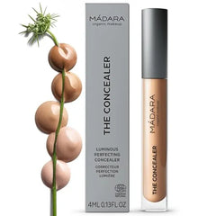 MÁDARA Organic Skincare | Luminous Perfecting Concealer - 4ml, Dewy finish, With hyaluronic acid, Natural concealer for dark circles and blemishes, Vegan, COSMOS natural certified
