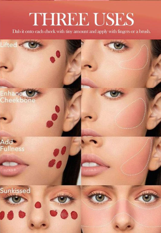 Mousse Liquid Blush For Cheeks Cream Face Blusher Stick with Sponge Palette Bronzer Highlighter Shape Contour Moisturizing And Breathable Matte Finish Long-wearing Waterproof For Women Makeup 06#