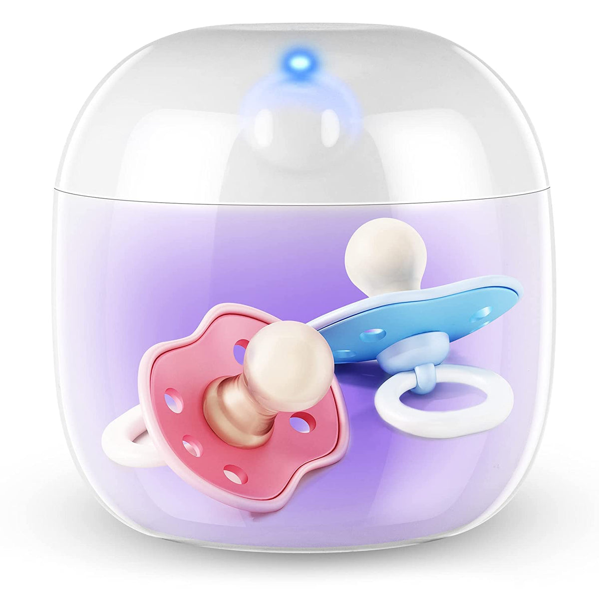 Mini Portable UV Pacifier Sterilizer - 99.99% Effective, 3-Min Quick Sterilization, USB Rechargeable, Compact UV-C Sanitizer Box for Baby Pacifiers, Bottle Nipples, Teethers, Headphones, Keys (White)