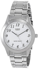 Casio Leather Band Watch Silver-White