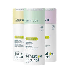 ATTITUDE 3 Baking Soda Free Deodorants for Sensitive Skin with Oatmeal, EWG Verified, Aluminum Free, Plastic-Free, 3 Oz, Chamomile + Argan Oil + Avocado Oil