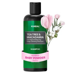 KUNDAL Tea Tree & Macadamia Deep Cleansing Shampoo [Baby Powder] - Korean Hair Care, Scalp Care, Tea Tree extract, For All hair Types 10.14fl oz (Pack of 1)