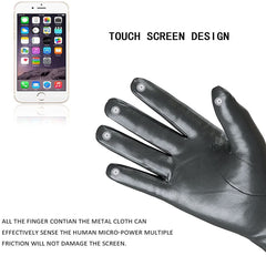REDESS Winter Leather Gloves for Women, Wool Fleece Lined Warm Gloves, Touchscreen Texting Thick Thermal Snow Driving Gloves - Dark Grey