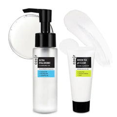 coxir Hyaluronic Cleansing Oil + Green Tea Cleanser Duo, 1.69 + 1.01 fl.oz