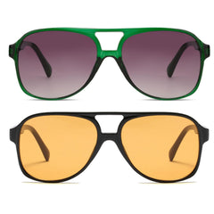 Freckles Mark Vintage Retro 70s Sunglasses for Women Men Classic Large Squared Aviator Frame UV400 Trendy Orange Glasses