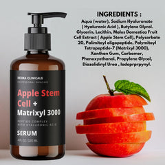DERMA CLINICALS Apple Stem Cell + Matrixyl 3000 Serum With Hyaluronic Acid, Peptide Serum, Anti-Aging Serum for face, Anti-Wrinkle Serum, Skin Care Product - 4 oz