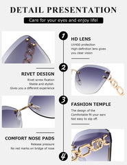 AEVOGUE Sunglasses For Women Oversized Rimless Diamond Cutting Lens Sun Glasses AE0534