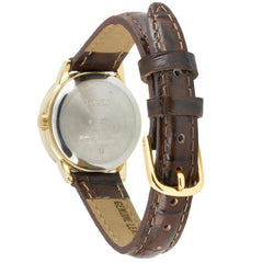 Timex Easy Reader Women's 25 mm Leather Strap Date Window Watch - Brown/Goldtone