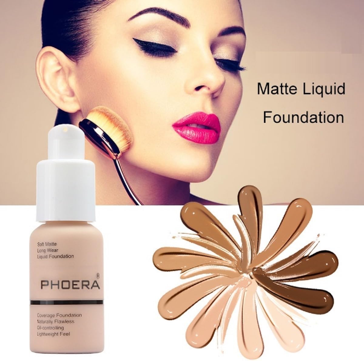 2 Pack PHOERA Foundation 106 Warm Sun Makeup,Full Coverage Foundation for Women and Girls