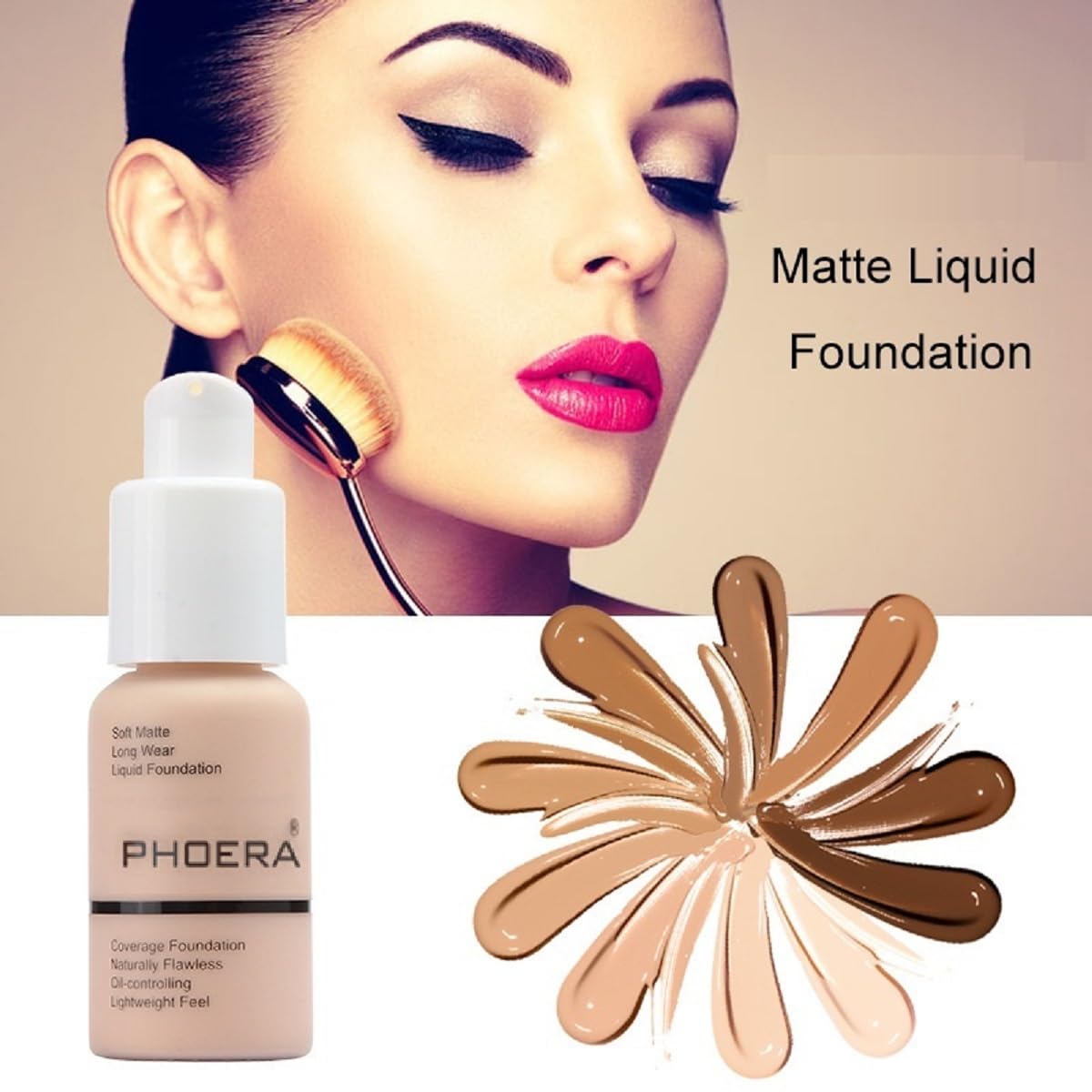 2 Pack PHOERA Foundation 106 Warm Sun Makeup,Full Coverage Foundation for Women and Girls