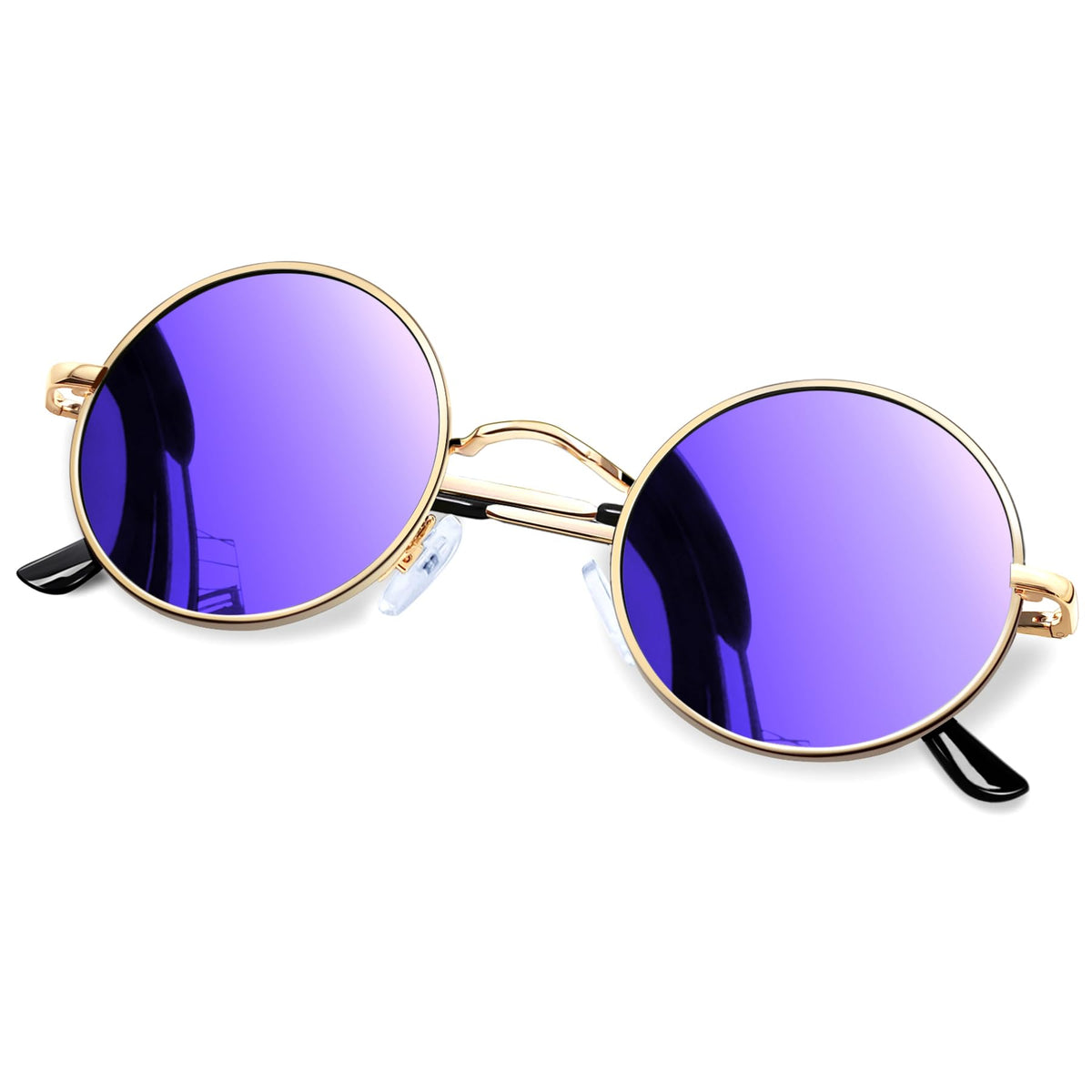 KANASTAL Hippie Round Polarized Sunglasses for Women Men, Small Circle Sun Glasses Classic Vintage Retro Shades Metal Frame UV400 Protection