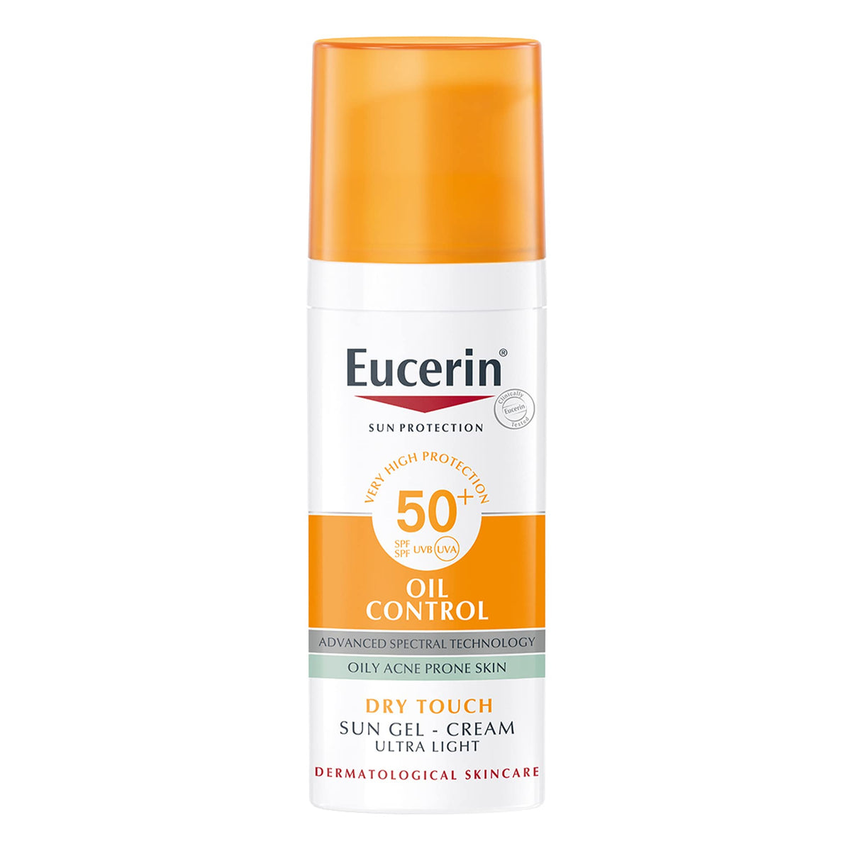 Eucerin Face Sunscreen Oil Control Gel-Cream Dry Touch, High UVA/UVB, SPF 50+, Light Texture Sun Protection, Suitable Under Make-Up, For Blemish-Prone Skin, 50ml