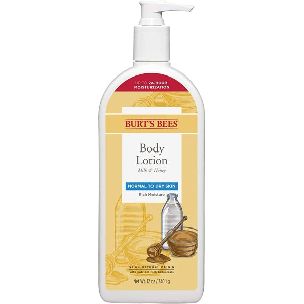 Burt's Bees Body Lotion for Normal to Dry Skin with Milk & Honey, 12 Oz (Package May Vary)