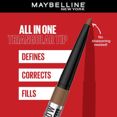 Maybelline Waterproof Eyebrow Pencil, With Precision Tip, Tattoo Brow 36 Hr Brow Pencil, Natural Brown, 0.25gm