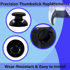 Black Replacement Thumbsticks for PS5 Controller Thumbsticks,Compatible with PS5 & PS4 Gaming Controller Joystick,with Repair Tools