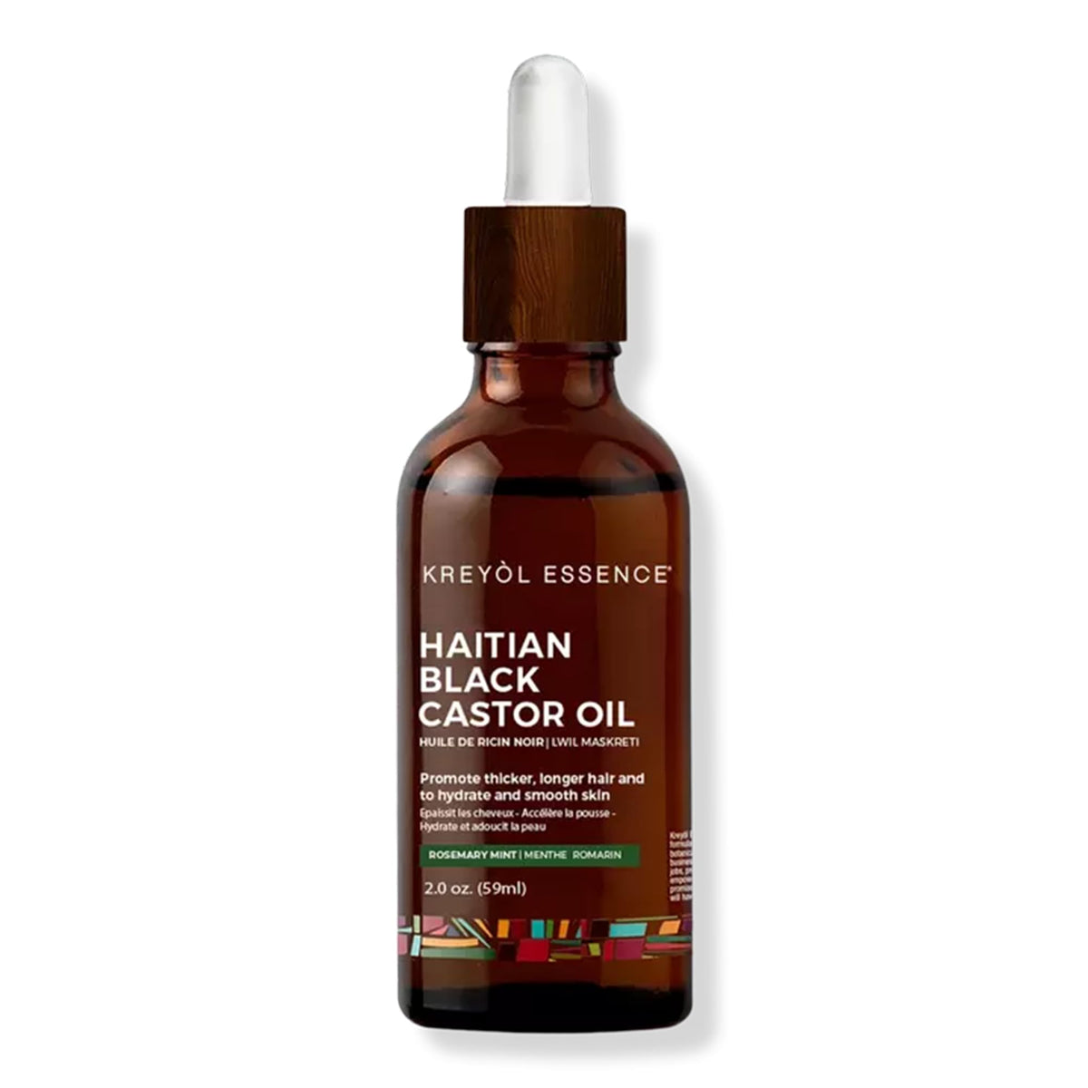 KREYÒL ESSENCE - Rosemary Peppermint Haitian Black Castor Oil for Skin and Hair, 2 Oz Glass Bottle - Rosemary Oil, Organic, hexane Free, Natural Humectant, Hair Growth.