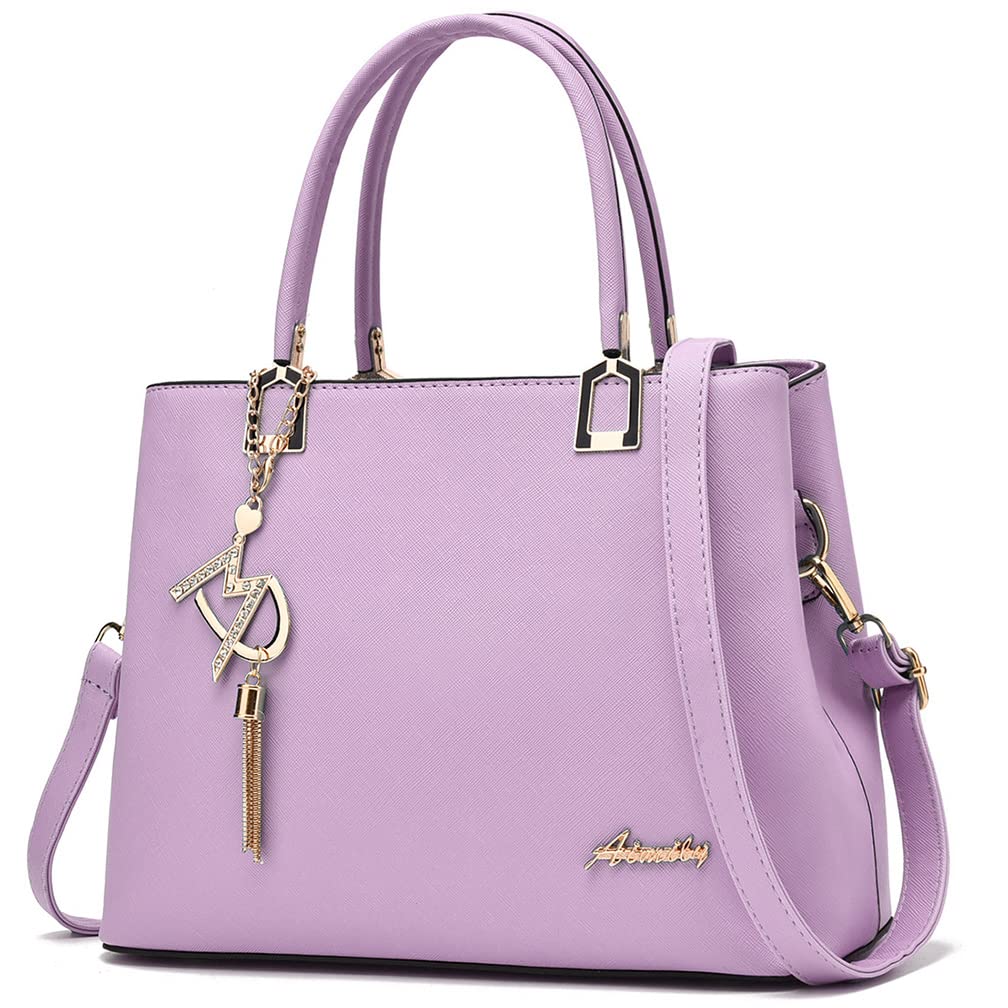 Womens Purses and Handbags Shoulder Bags Ladies Designer Top Handle Satchel Tote Bag - Light Purple