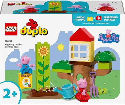 LEGO DUPLO Peppa Pig Garden and Tree House Toy, Includes 2 Figures, Educational Toddler Learning Toys for 2 Plus Year Old Girls & Boys, Birthday Gift Idea 10431