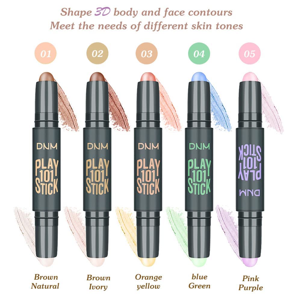 ELECDON Cream Contour Sticks, 5Pcs Face Makeup Highlighter Stick, Contouring Makeup Kit for Beginners,Highlight and Contour Kit,Cream Concealer Makeup Blur Stick,Primer Face Corrector Makeup Stick