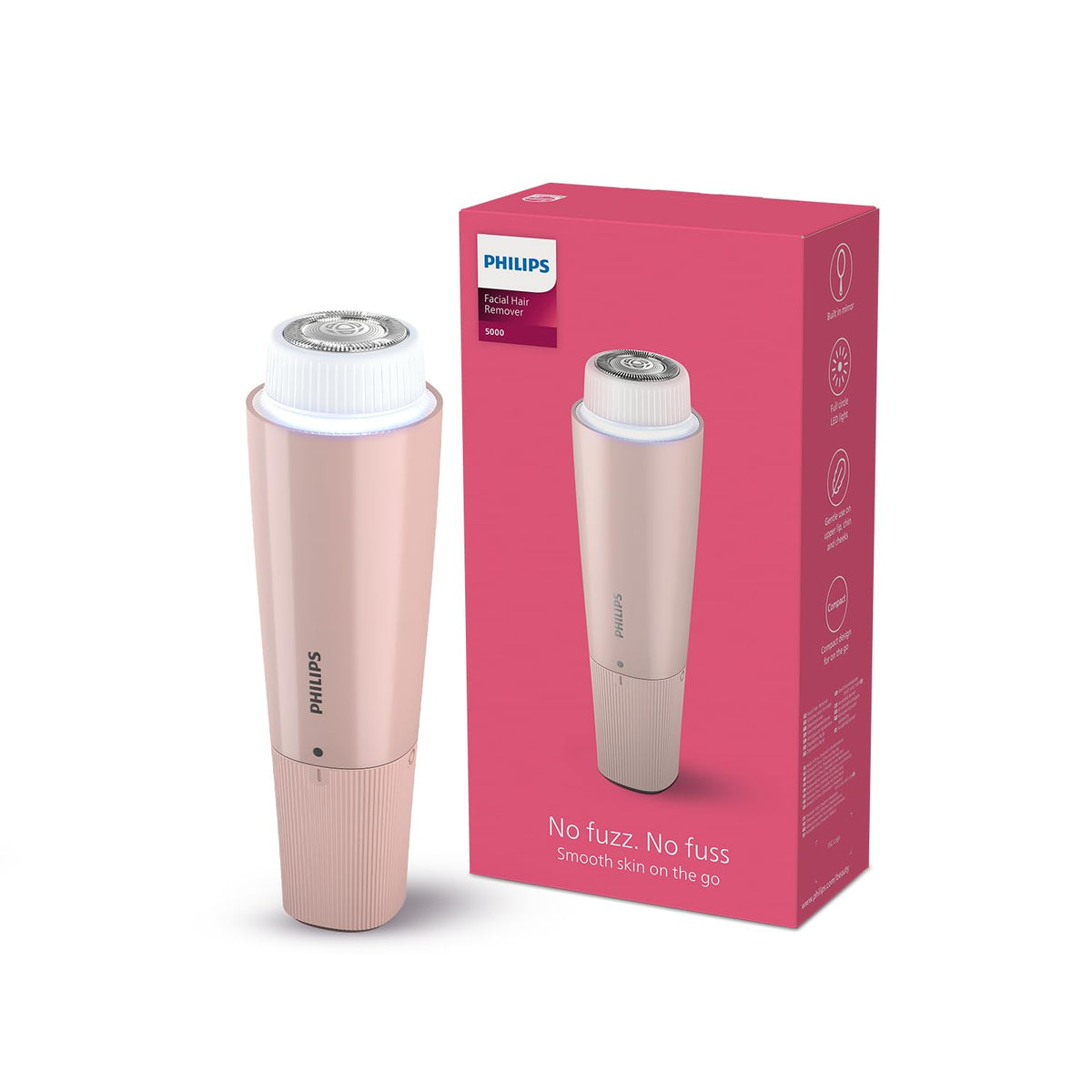 Philips Cordless Facial Hair Remover with Wide Hypoallergenic Head for gentle experience at home BRR454/00