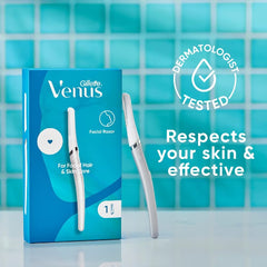 Gillette Venus Facial Razor, Exfoliating Dermaplaning Tool for Face with 2 Blade Refills