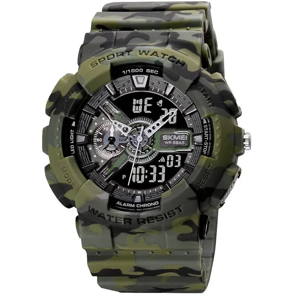 SKMEI Men's Digital Sports Watch, Large LED with Multi-Time Zone Waterproof