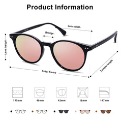 SOJOS Small Round Classic Polarized Sunglasses for Women Men Vintage Style UV400 Lens MAY SJ2113