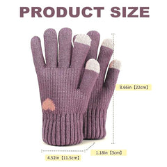 BananaHome Thermal Winter Gloves Fleece Lining Touch Screen Knit Stretchy Warm Gloves Cold Weather Gloves for Running Cycling Riding for Women - Purple