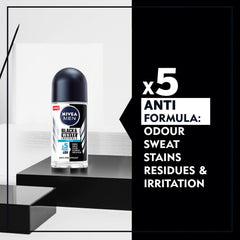 NIVEA MEN Antiperspirant Roll-on for Men, Black & White Invisible Protection Fresh, 2x50ml