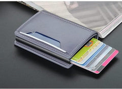 SWIUKPHE Slim Wallet for Men, RFID Smart Front Pocket Minimalist Leather Wallet Antimagnetic Anti Theft Medium Deposit ID Money Bank Card Size Men Gift Black
