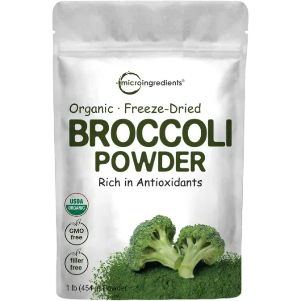 Micro Ingredients Organic Broccoli Powder, 1 lb | Raw Broccoli Powder | for Smoothies, Drinks & Recipes | USDA Organic, Non-GMO, Gluten Free, Vegan Friendly