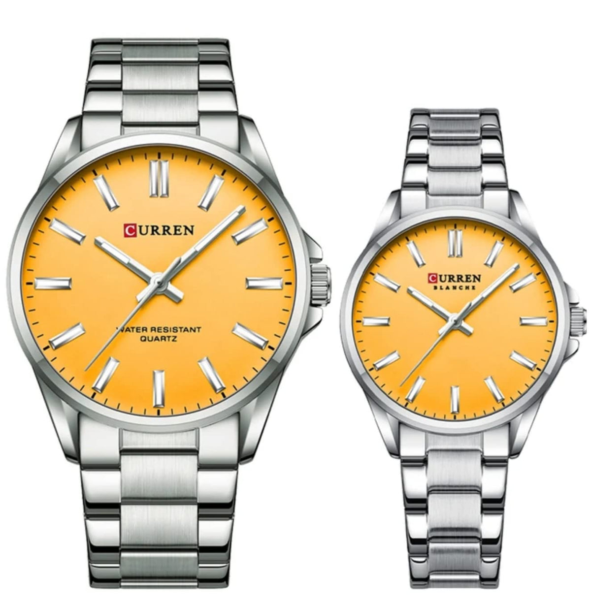 CURREN 9090 Watch for Couple Waterproof Men's Watches Fashion Women's Sports Watches Quartz Movement - SILVER ORANGE