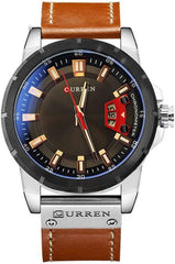 CURREN 8284 Watches Men Fashion Casual Brand Quartz Watch Man's Clock Male leather Men Waterproof Wristwatches - Brown