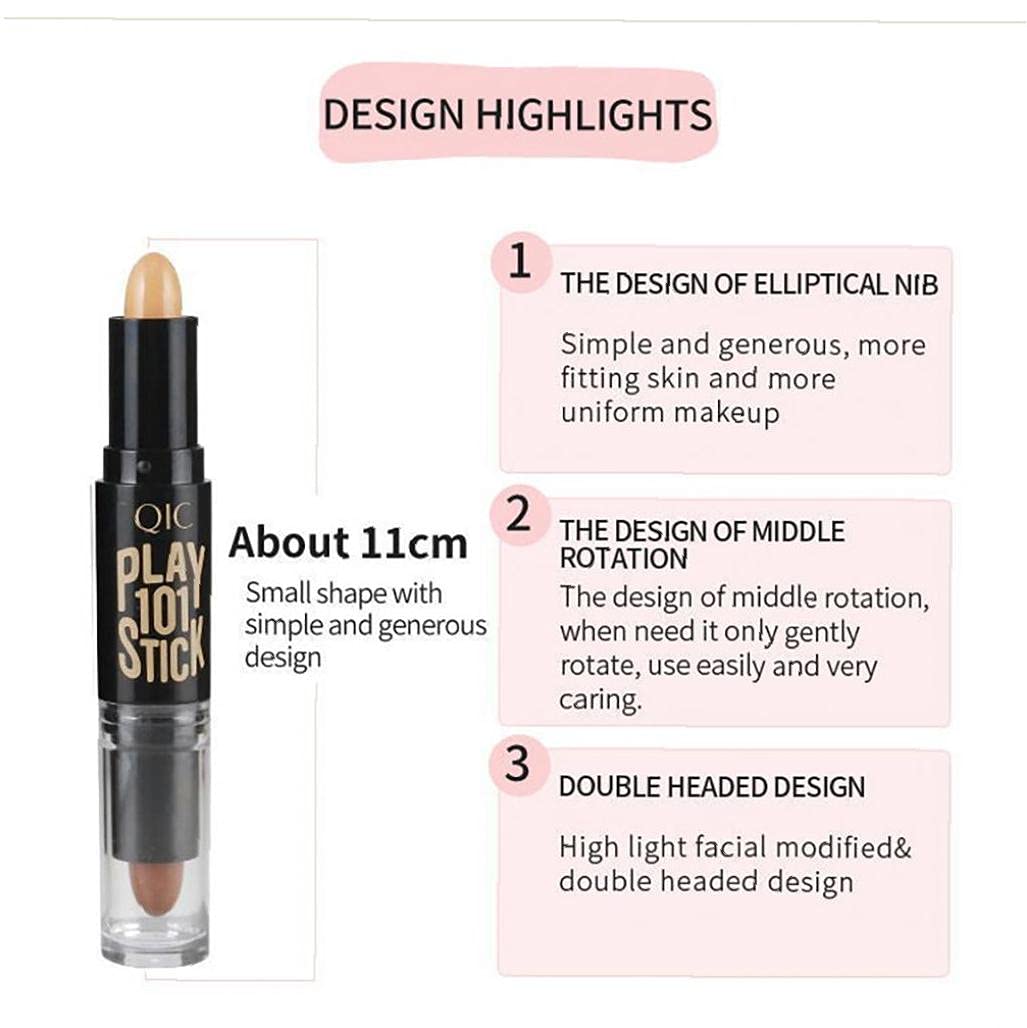 Double Ended Wonder Contouring Pen Bronzer and Highlighter Stick Facial Makeup Contour Concealer Cosmetic for 3D Makeup Effect(2) Suitable for Women of All Ages